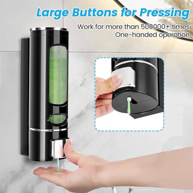 Kytree Wall Mounted Hand Liquid Soap Dispenser, 400ml Bathroom Shower Dispenser Gel Container Shower Pump Dispenser and Organizer for Bathroom Kitchen Hotel, Refillable Liquid Lotion Soap Dispenser - Image 4